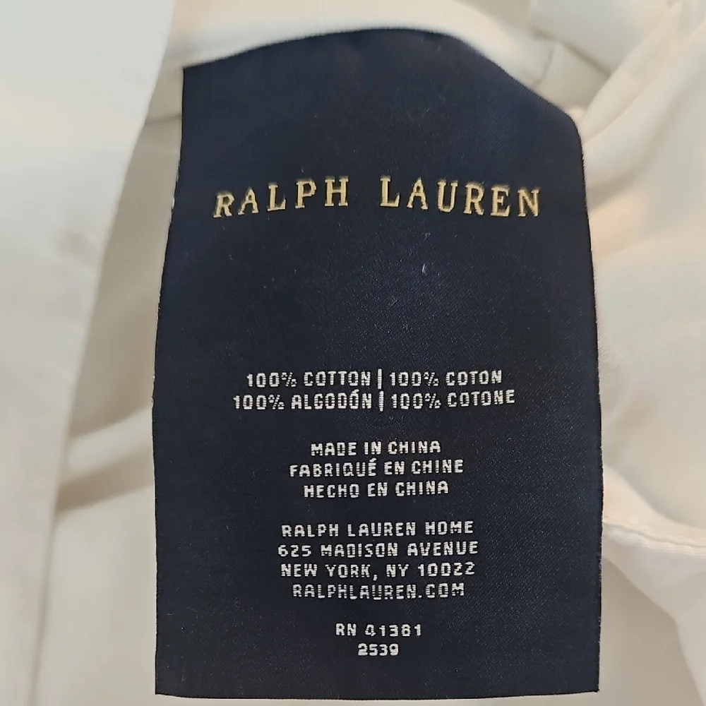 Ralph Lauren White Taupe Golden Tan Cotton Standard Pillow Sham Set